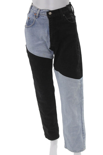 Levis Unisex Straight Black Denim Jeans Mid Rise Size 30