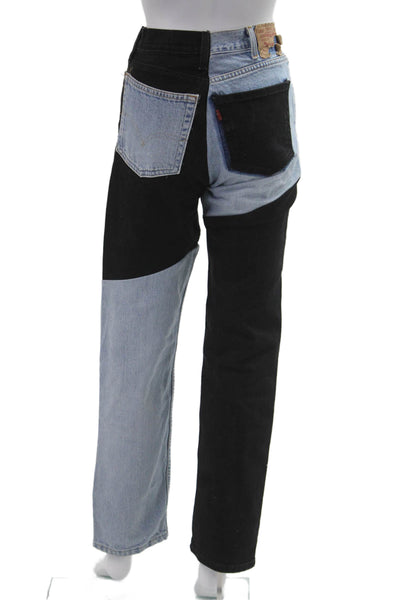 Levis Unisex Straight Black Denim Jeans Mid Rise Size 30