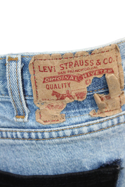 Levis Unisex Straight Black Denim Jeans Mid Rise Size 30