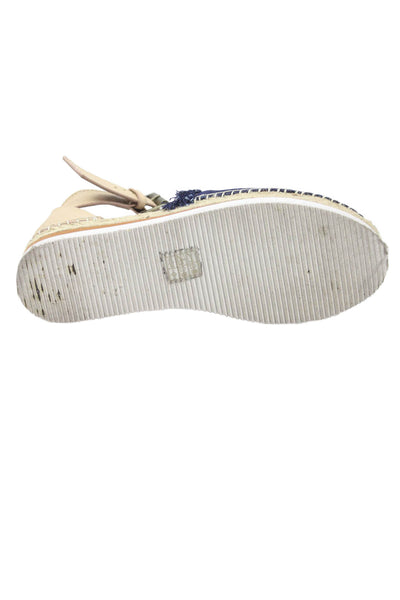 See by Chloe Women's Fringe Round Toe Espadrille Denim Sandals Size 36