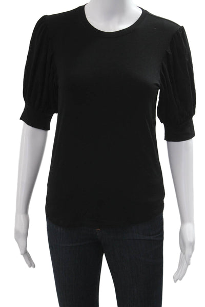 Frame Womens Black Basic Jersey T-Shirt Crew Neck Short Sleeve Size XS