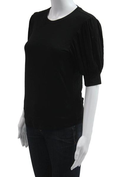 Frame Womens Black Basic Jersey T-Shirt Crew Neck Short Sleeve Size XS