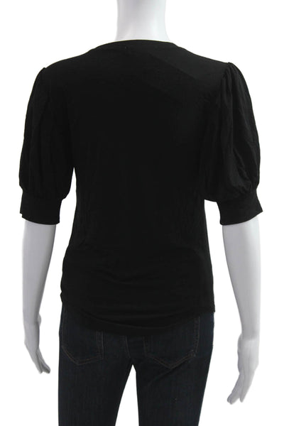 Frame Womens Black Basic Jersey T-Shirt Crew Neck Short Sleeve Size XS