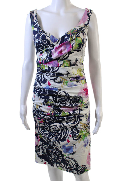 Talbot Runhof Women Bodycon Pencil Dress Black V-Neck Sleeveless Cotton Size S