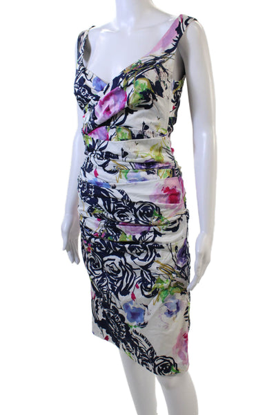 Talbot Runhof Women Bodycon Pencil Dress Black V-Neck Sleeveless Cotton Size S