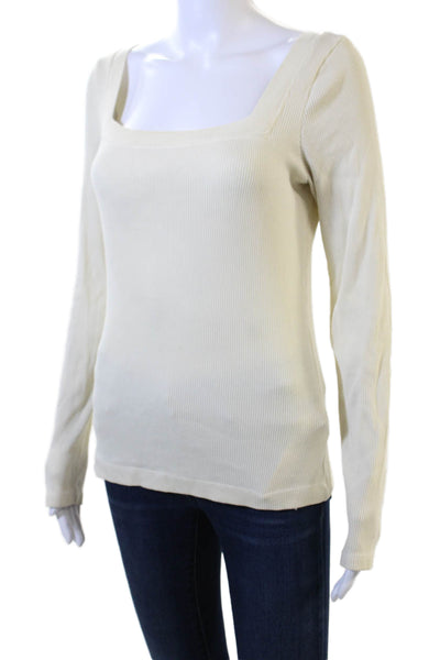 Citizens of Humanity Women Basic Square Neck Long Sleeve Top Beige Size L