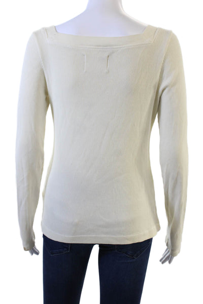 Citizens of Humanity Women Basic Square Neck Long Sleeve Top Beige Size L