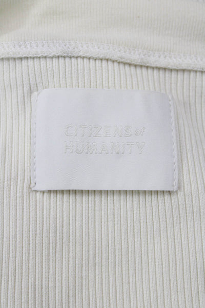 Citizens of Humanity Women Basic Square Neck Long Sleeve Top Beige Size L