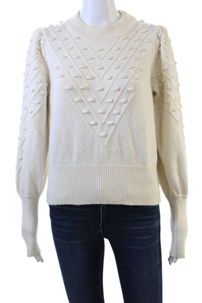 French Connection Womens Pullover Sweater White Crew Neck Long Sleeve Size M