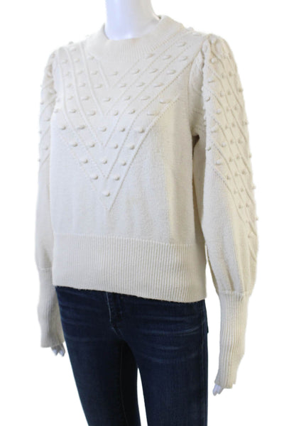 French Connection Womens Pullover Sweater White Crew Neck Long Sleeve Size M