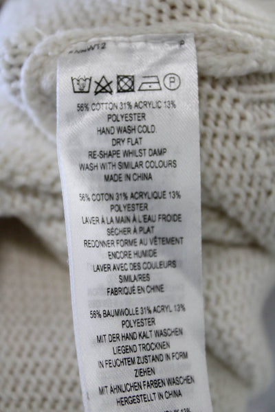 French Connection Womens Pullover Sweater White Crew Neck Long Sleeve Size M