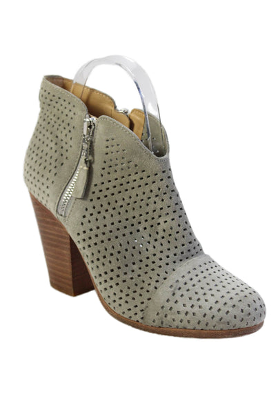 Rag & Bone Women's Mesh Round Toe Block Heels Ankle Boots Gray Size 36.5