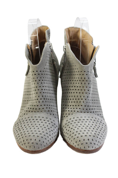 Rag & Bone Women's Mesh Round Toe Block Heels Ankle Boots Gray Size 36.5