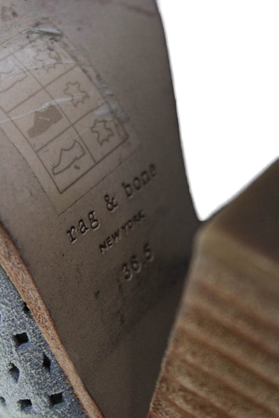 Rag & Bone Women's Mesh Round Toe Block Heels Ankle Boots Gray Size 36.5