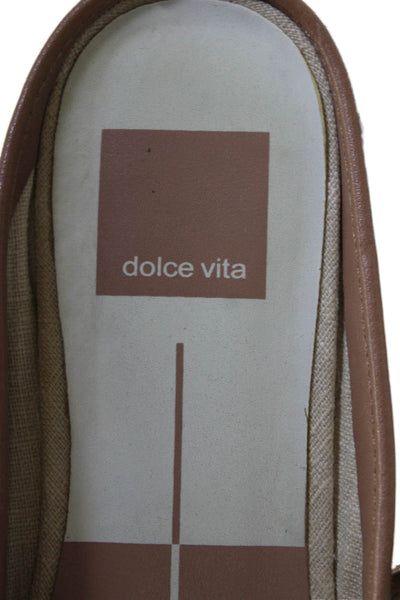 Dolce Vita Women's Round Toe Flat Spotted Dot Mules Sandals Beige Size 6