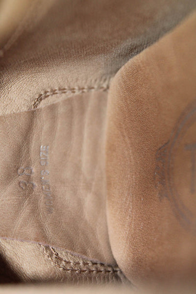 Tods Women's Round Toe Suede Leather Loafers Shoes Beige Size 6