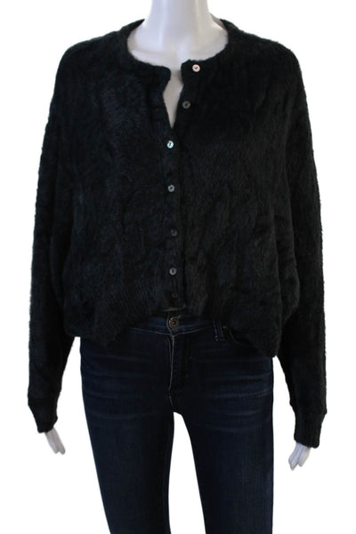 FP One by Free People Unisex Cardigan Black Button 100% Nylon Size S