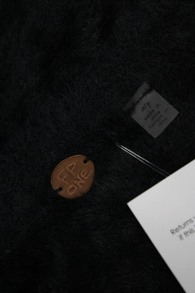 FP One by Free People Unisex Cardigan Black Button 100% Nylon Size S