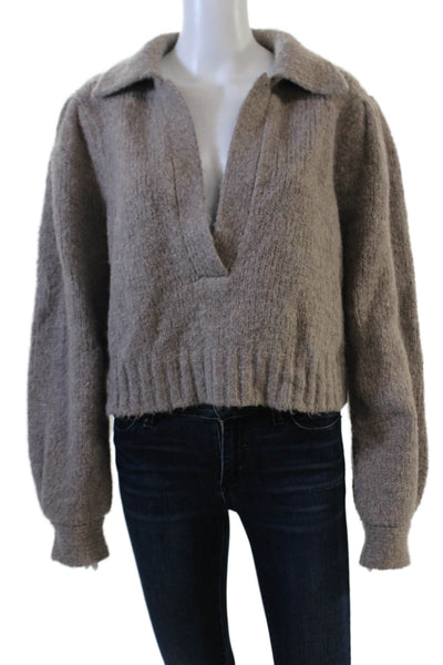 DH Unisex Pullover Collared Classic Gray Sweater Merino Alpaca Size S