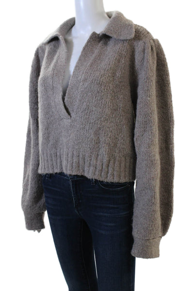 DH Unisex Pullover Collared Classic Gray Sweater Merino Alpaca Size S
