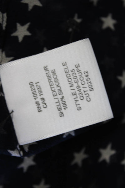 Equipment Femme Womens Dark Blue Silk Buttonup Stars Blouse Long Sleeve Size M