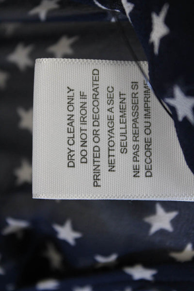 Equipment Femme Womens Dark Blue Silk Buttonup Stars Blouse Long Sleeve Size M
