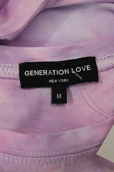 Generation Love Women Sleeveless Basic T-Shirt Pink Cotton Crew Neck Size M