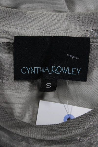 Cynthia Rowley Women Basic Gray Cotton T-Shirt Short Sleeve Crew Neck Size S