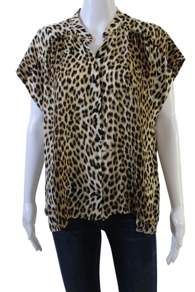 Twelfth Street by Cynthia Vincent Women Animal Print Blouse Beige Size M