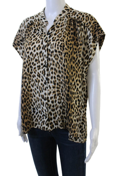 Twelfth Street by Cynthia Vincent Women Animal Print Blouse Beige Size M