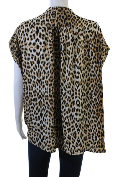 Twelfth Street by Cynthia Vincent Women Animal Print Blouse Beige Size M
