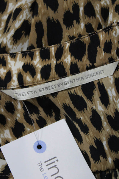Twelfth Street by Cynthia Vincent Women Animal Print Blouse Beige Size M