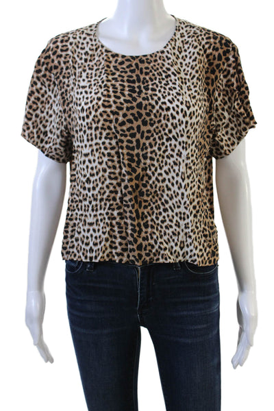 Twelfth Street by Cynthia Vincent Women Silk Cropped Animal Print Blouse Size M