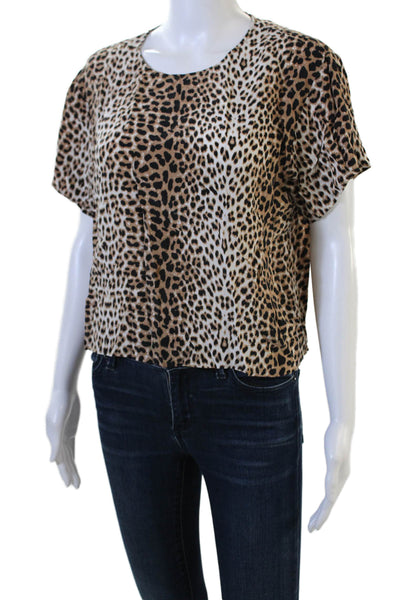 Twelfth Street by Cynthia Vincent Women Silk Cropped Animal Print Blouse Size M