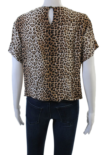 Twelfth Street by Cynthia Vincent Women Silk Cropped Animal Print Blouse Size M