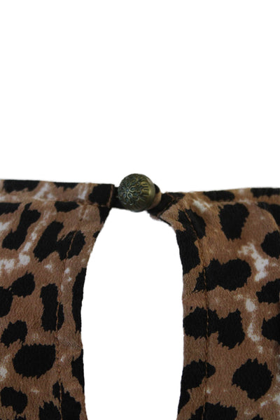 Twelfth Street by Cynthia Vincent Women Silk Cropped Animal Print Blouse Size M