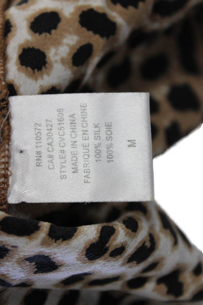 Twelfth Street by Cynthia Vincent Women Silk Cropped Animal Print Blouse Size M