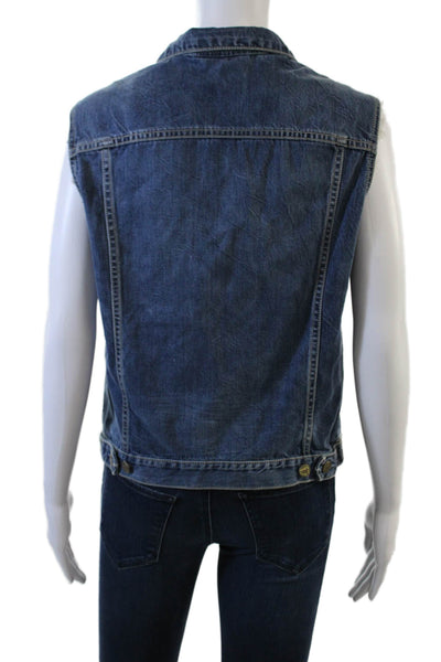 MiH Jeans Womens Collared Cotton Blue Vest Sleeveless Size M