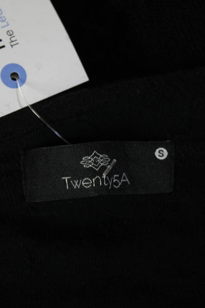 Twenty5A Womens Full-Zip Hoodie Black Long Sleeve Drawstring Grunge Size S
