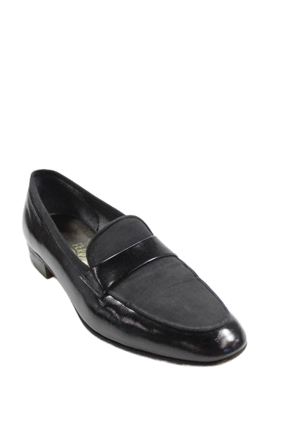 Salvatore Ferragamo Mens Leather Textured Lined Oxford Dress Shoes Black Size 10
