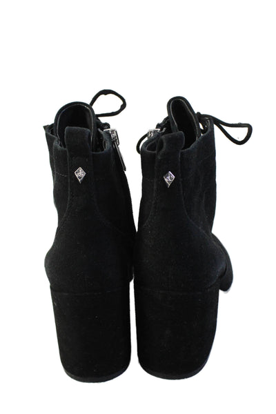 Sam Edelman Womens Textured Rounded Toe Zip Lace Up Booties Black Size 5.5