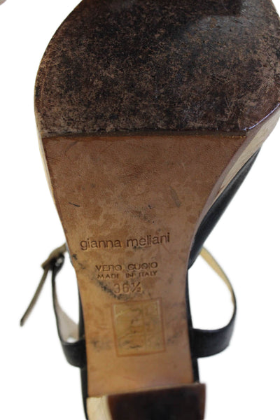 Gianna Meiliani Womens Open Toe Ankle Strap Block Heels Black Size EUR 36.5