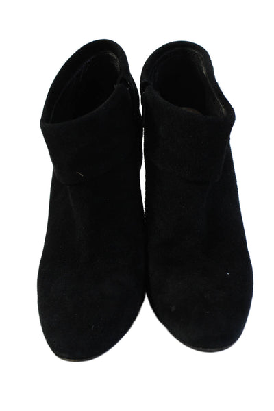 Saks Fifth Avenue Women's Suede Leather Wedge Ankle Boots Black Size 7.5