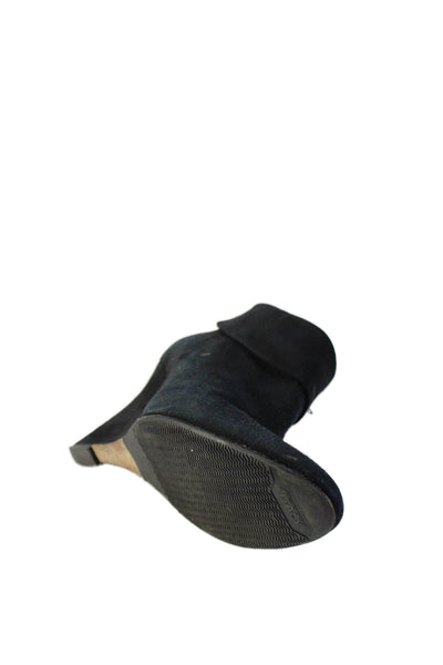 Saks Fifth Avenue Women's Suede Leather Wedge Ankle Boots Black Size 7.5