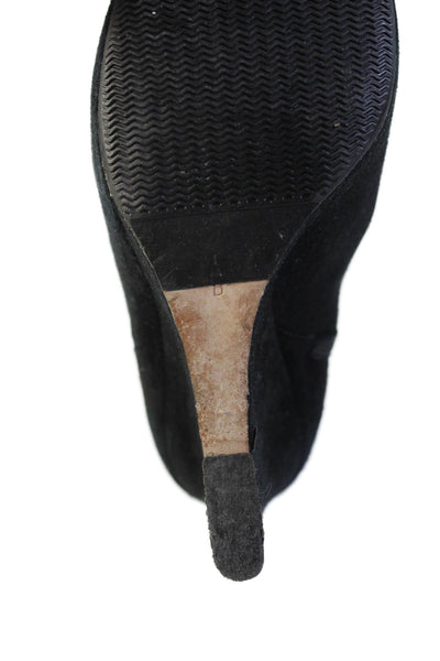 Saks Fifth Avenue Women's Suede Leather Wedge Ankle Boots Black Size 7.5