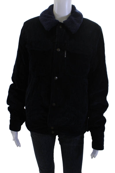 Scotch & Soda Mens Dark Blue Cotton Collared Snap Jacket Size S