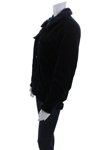 Scotch & Soda Mens Dark Blue Cotton Collared Snap Jacket Size S
