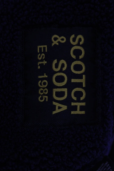 Scotch & Soda Mens Dark Blue Cotton Collared Snap Jacket Size S