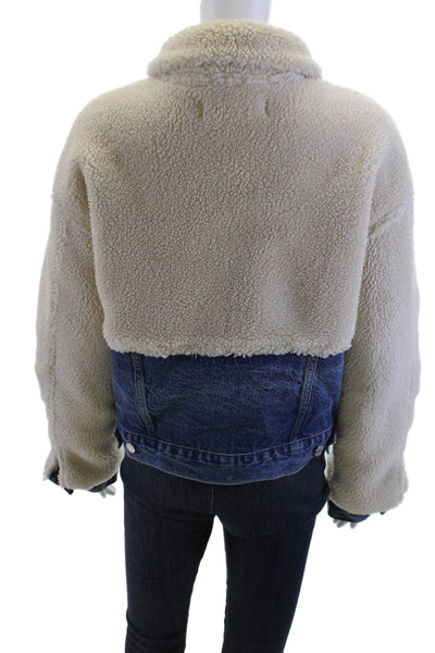 Grlfrnd Womens Bomber Jacket Beige Cotton Button Long Sleeve Size S