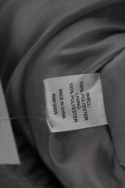 Superdown Womens Puffer Bomber Jacket Gray Striped Zip Long Sleeve Size S